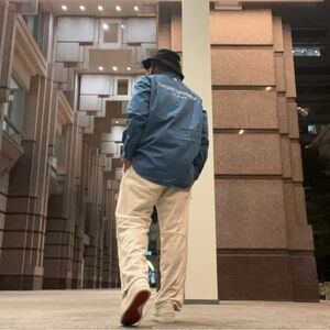 Wooyoungmi PARIS Blue and white button front logo cotton shirt sz Large 46 eur